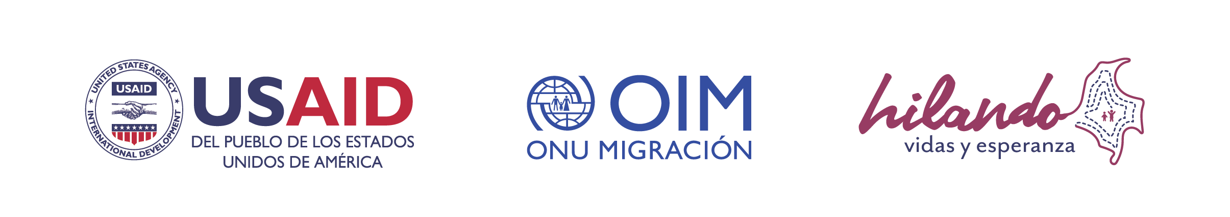 Logo Hilando Vidas representado por la silueta del mapa de Colombia con unas personas hilando desde adentro